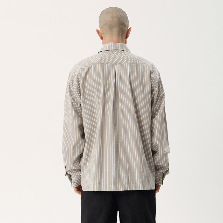 AFENDS Lennox Short Sleeve Shirt - Olive Stripe