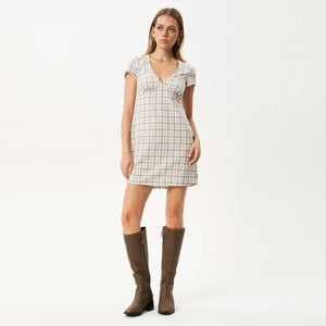 AFENDS Leo Seersucker Mini Dress - Coffee/White