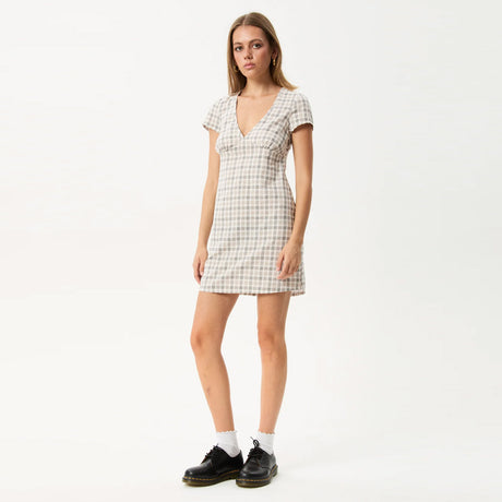 AFENDS Leo Seersucker Mini Dress - Coffee/White