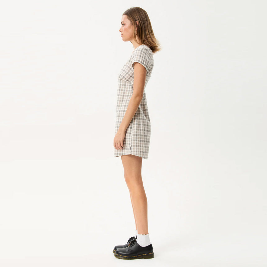 AFENDS Leo Seersucker Mini Dress - Coffee/White