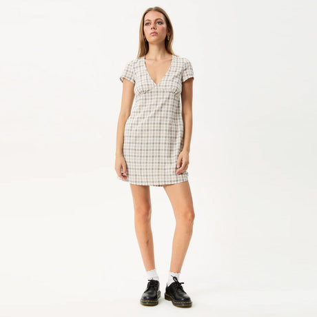 AFENDS Leo Seersucker Mini Dress - Coffee/White