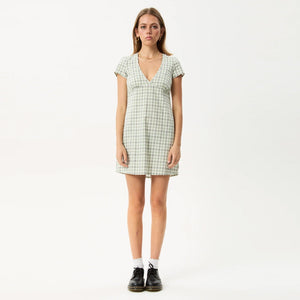 AFENDS Leo Seersucker Mini Dress - Green/White
