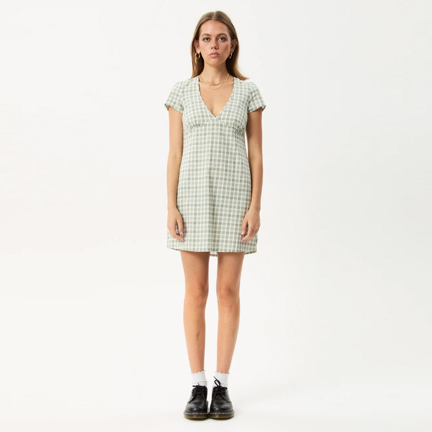 AFENDS Leo Seersucker Mini Dress - Green/White