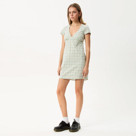 AFENDS Leo Seersucker Mini Dress - Green/White