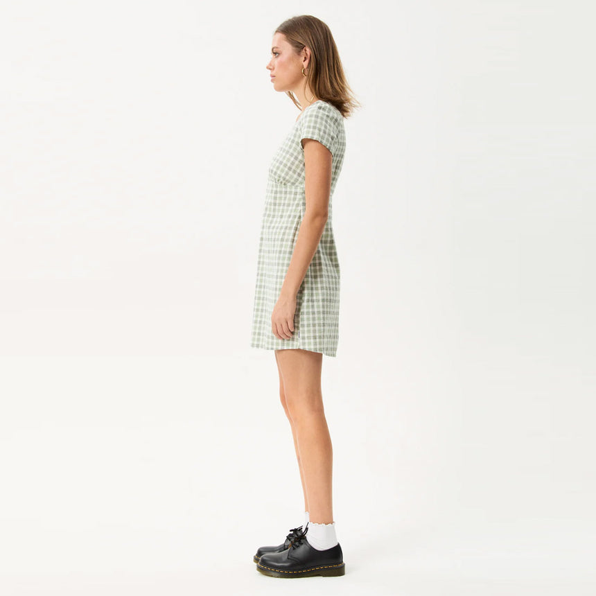 AFENDS Leo Seersucker Mini Dress - Green/White