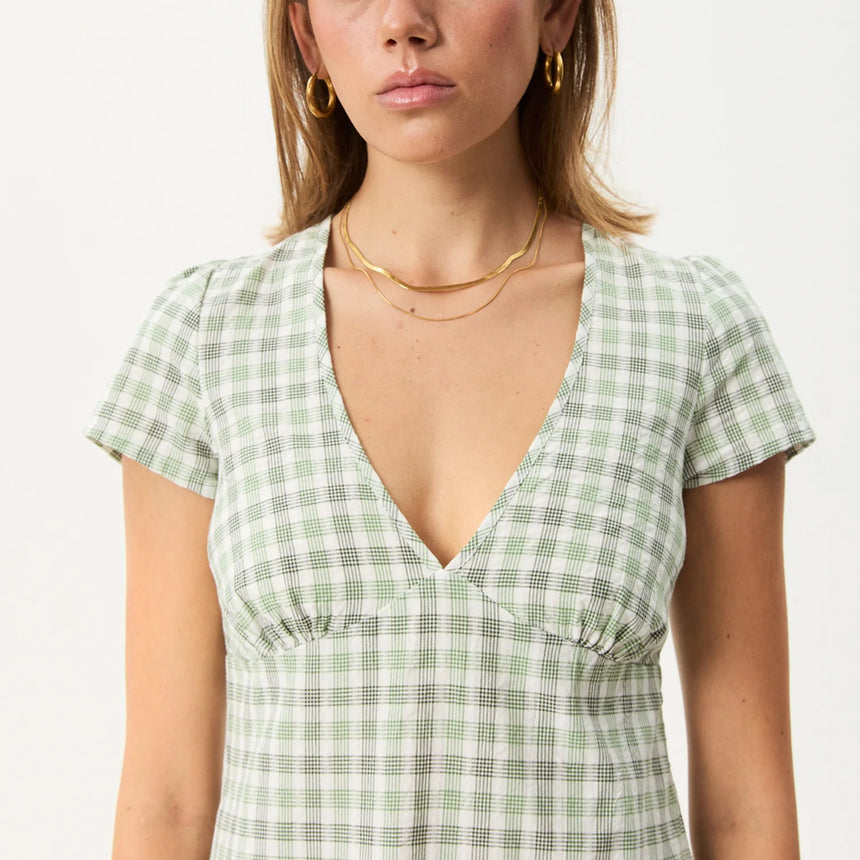 AFENDS Leo Seersucker Mini Dress - Green/White