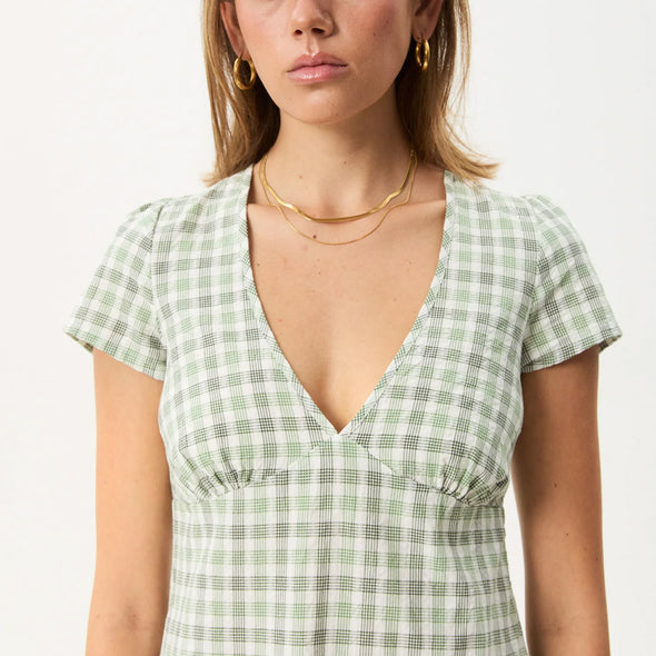AFENDS Leo Seersucker Mini Dress - Green/White Quest Store AFENDS Leo Seersucker Mini Dress - Green/White Quest Store