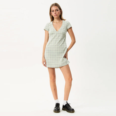 AFENDS Leo Seersucker Mini Dress - Green/White