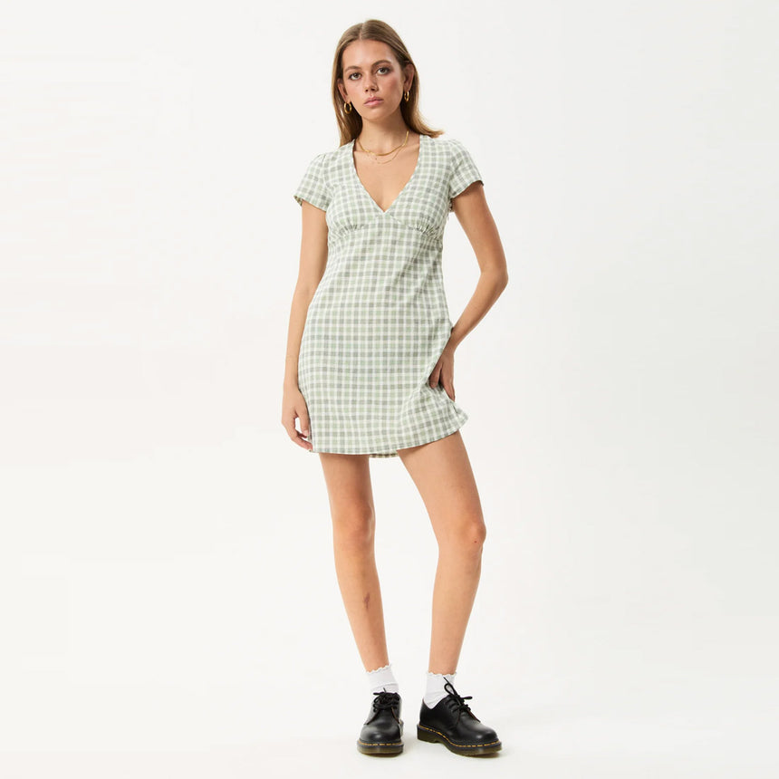 AFENDS Leo Seersucker Mini Dress - Green/White
