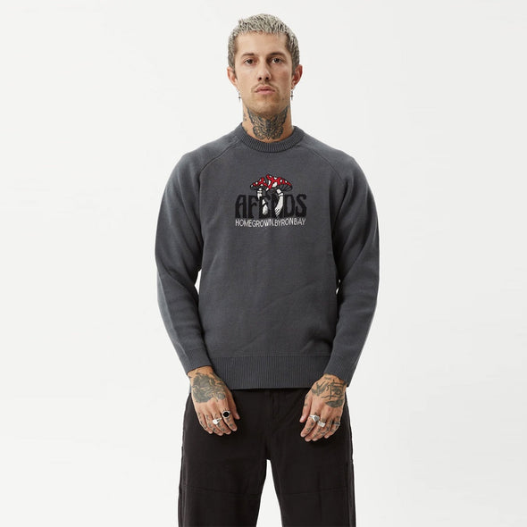 AFENDS Let It Grow Recycled Raglan Knit - Charcoal