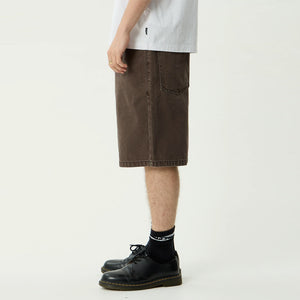 AFENDS Lil C Denim Baggy Fit Short - Washed Coffee