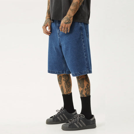 AFENDS Lil C Denim Baggy Short - Authentic Blue