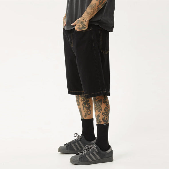 AFENDS Lil C Denim Baggy Short - Washed Black