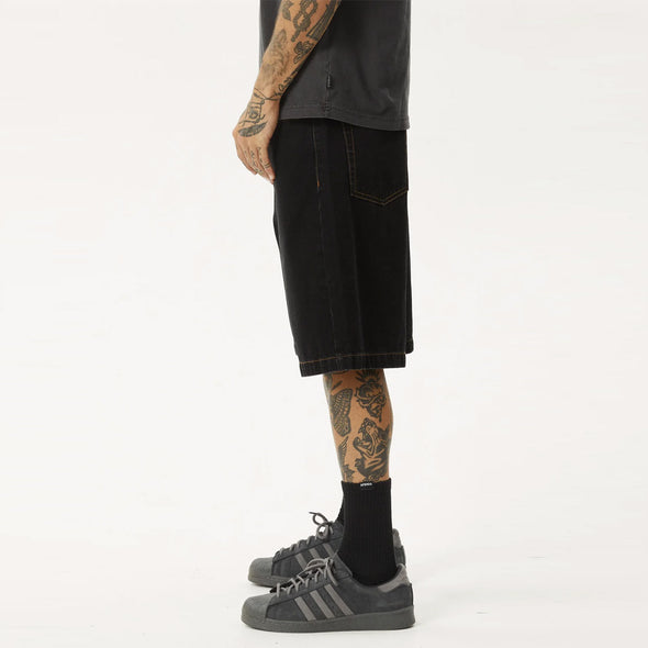 AFENDS Lil C Denim Baggy Short - Washed Black