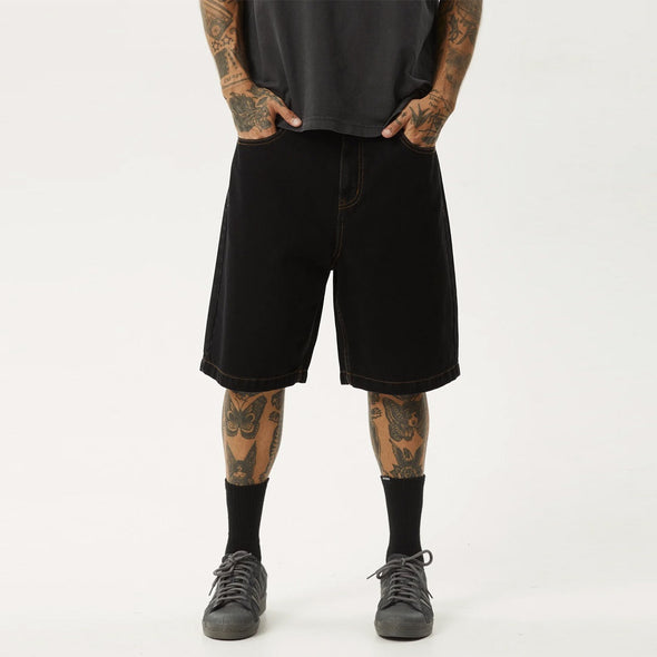 AFENDS Lil C Denim Baggy Short - Washed Black