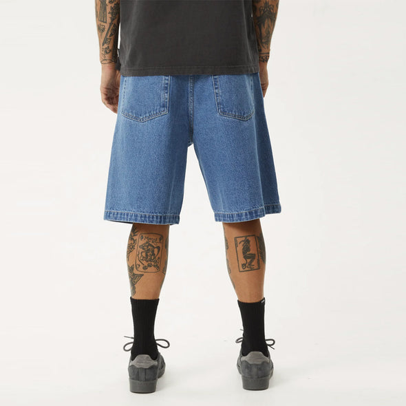 AFENDS Lil C Denim Baggy Short - Worn Blue