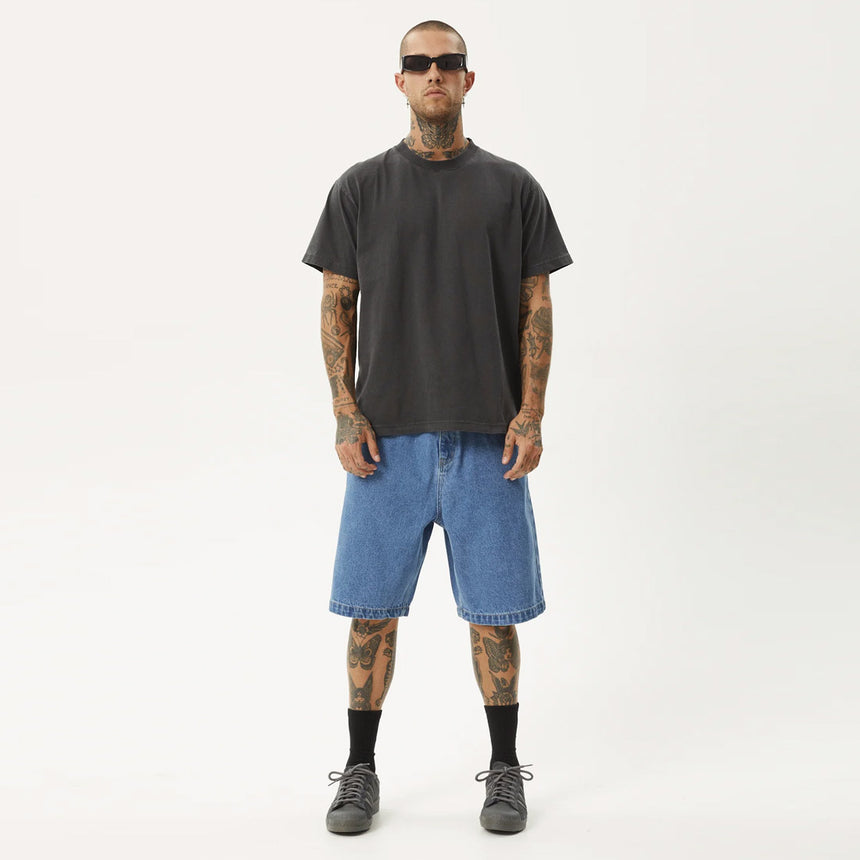 AFENDS Lil C Denim Baggy Short - Worn Blue