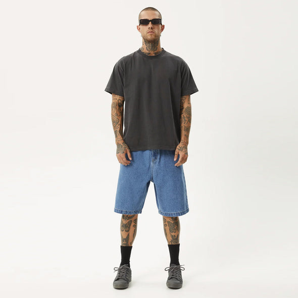 AFENDS Lil C Denim Baggy Short - Worn Blue