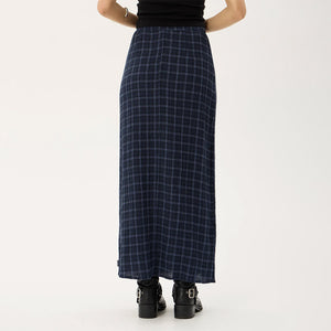 AFENDS Lita Seersucker Maxi Skirt - Thea Midnight Check