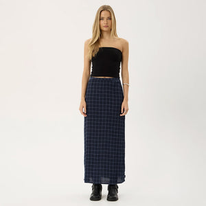 AFENDS Lita Seersucker Maxi Skirt - Thea Midnight Check