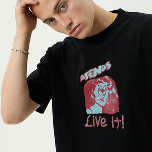 AFENDS Live It Boxy Tee - Black