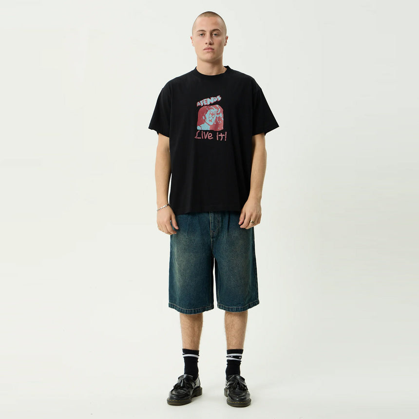 AFENDS Live It Boxy Tee - Black