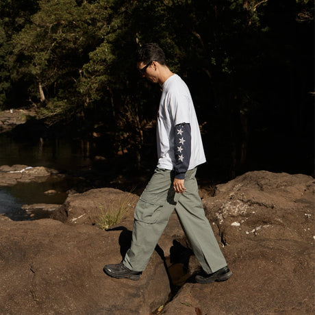AFENDS Live It Heavyweight Boxy Long Sleeve Tee - Washed Deep Sea