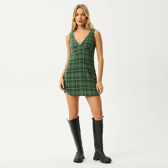 AFENDS Lonnie Seersucker Mini Dress - Hunter Green