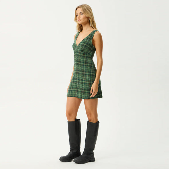 AFENDS Lonnie Seersucker Mini Dress - Hunter Green