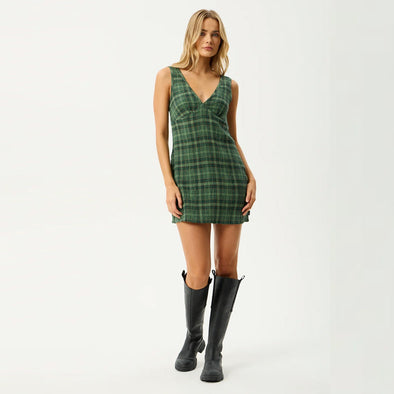 AFENDS Lonnie Seersucker Mini Dress - Hunter Green