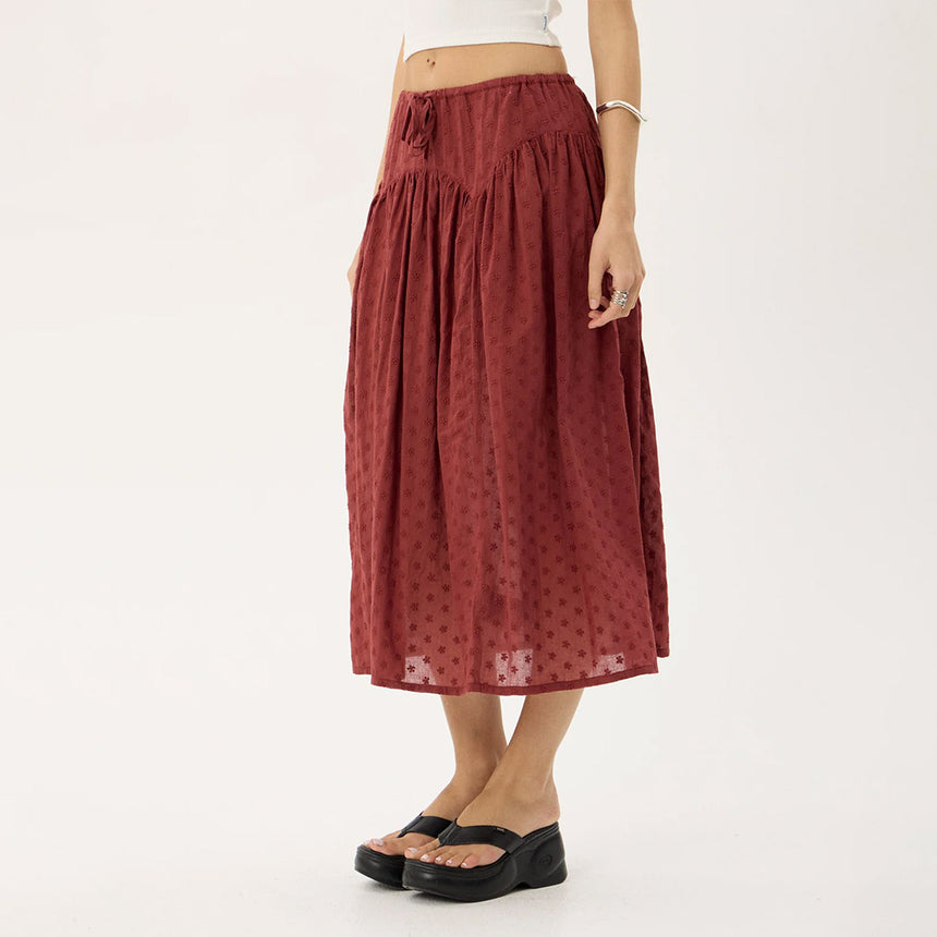 AFENDS Marlow Midi Skirt - Ruby Anglaise