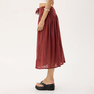 AFENDS Marlow Midi Skirt - Ruby Anglaise