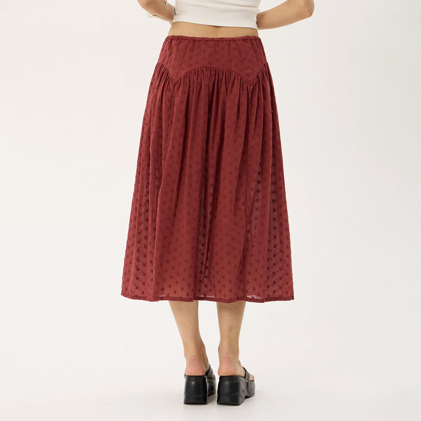 AFENDS Marlow Midi Skirt - Ruby Anglaise