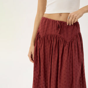 AFENDS Marlow Midi Skirt - Ruby Anglaise