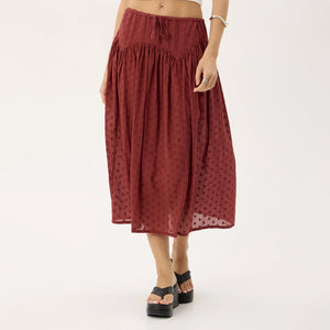 AFENDS Marlow Midi Skirt - Ruby Anglaise