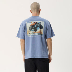 AFENDS Mayhem Recycled Heavyweight Boxy Tee - Washed Slate Blue