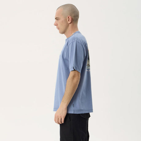AFENDS Mayhem Recycled Heavyweight Boxy Tee - Washed Slate Blue