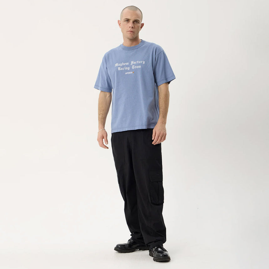 AFENDS Mayhem Recycled Heavyweight Boxy Tee - Washed Slate Blue