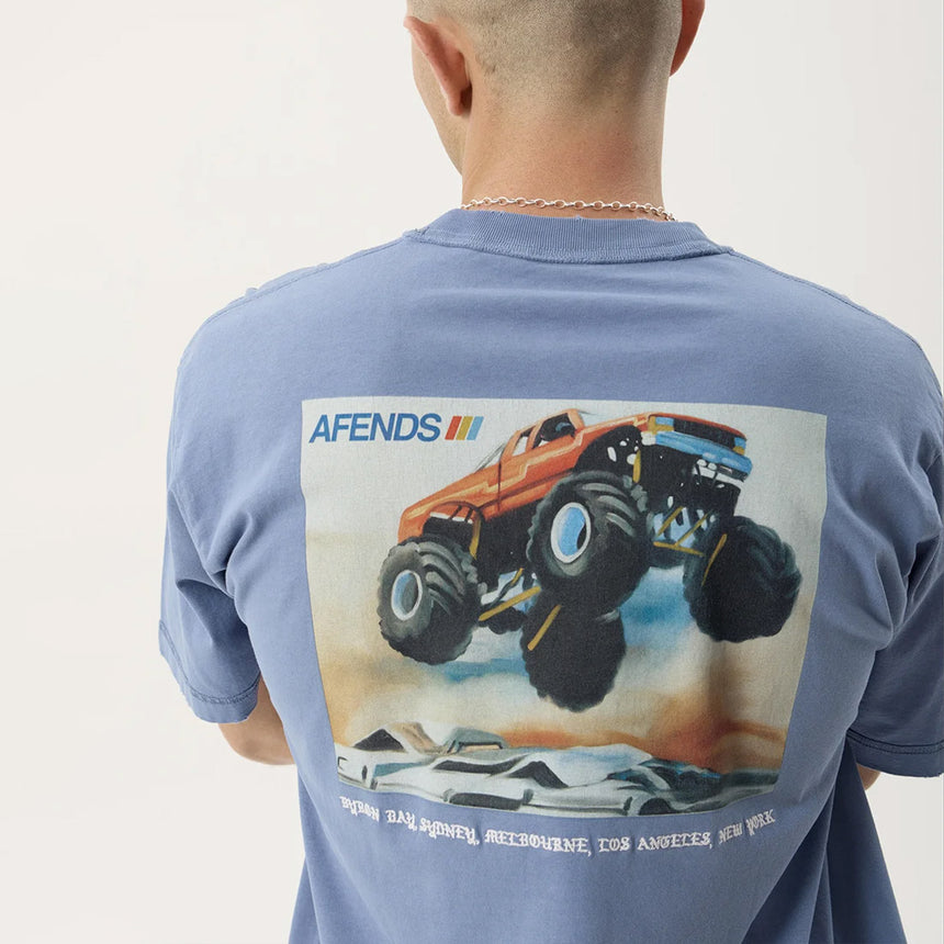 AFENDS Mayhem Recycled Heavyweight Boxy Tee - Washed Slate Blue