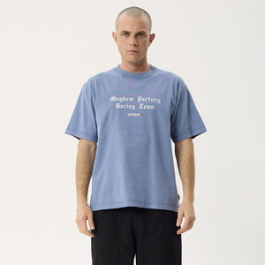 AFENDS Mayhem Recycled Heavyweight Boxy Tee - Washed Slate Blue