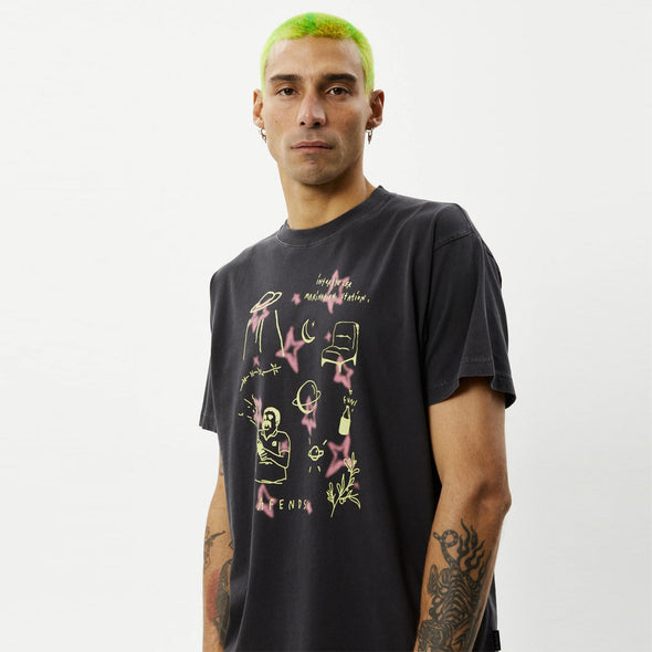 AFENDS Microdose Boxy Fit Tee - Stone Black
