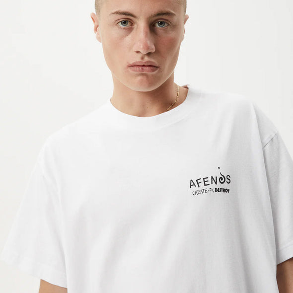 AFENDS Mind Over Heavy Weight Boxy Fit Tee - White