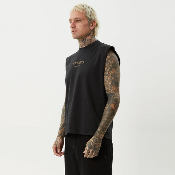 AFENDS Mix Up Sleeveless Tee - Stone Black