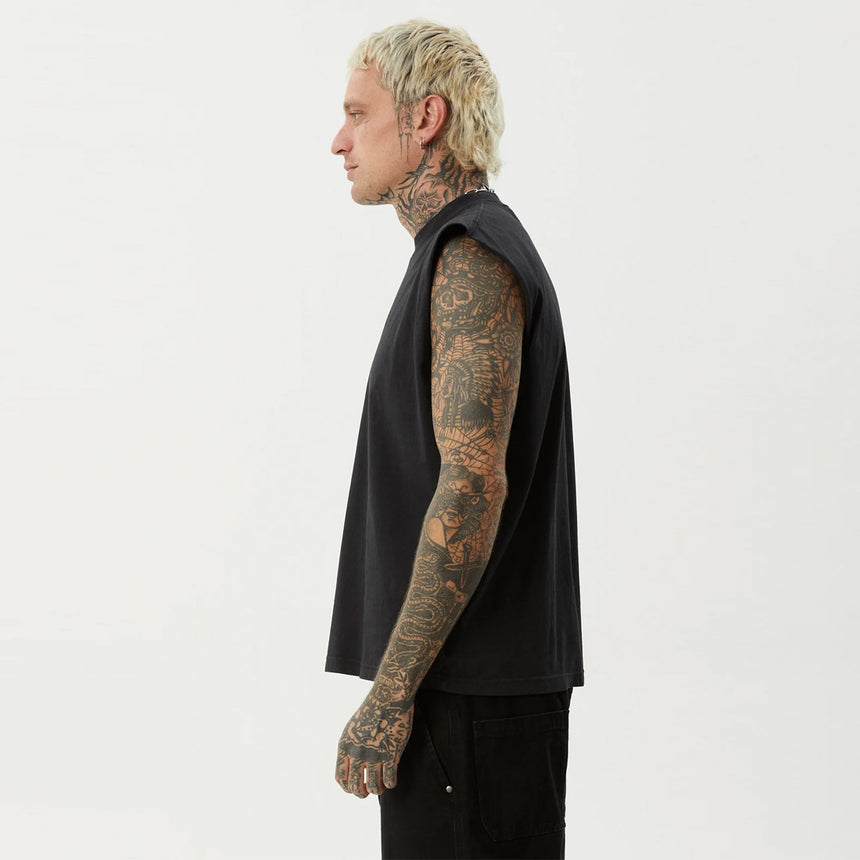 AFENDS Mix Up Sleeveless Tee - Stone Black