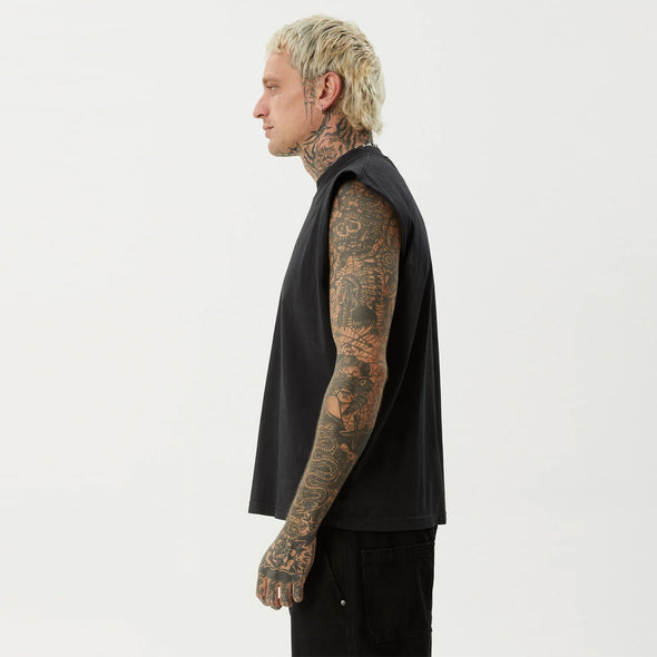 AFENDS Mix Up Sleeveless Tee - Stone Black