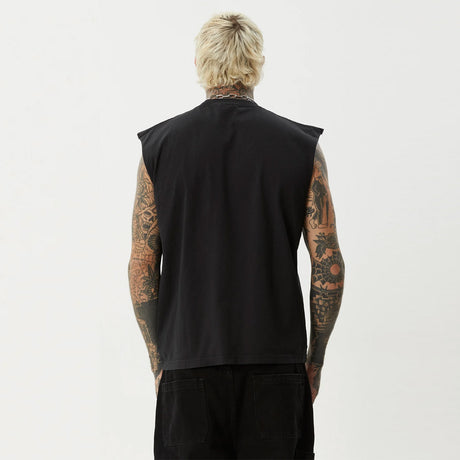 AFENDS Mix Up Sleeveless Tee - Stone Black