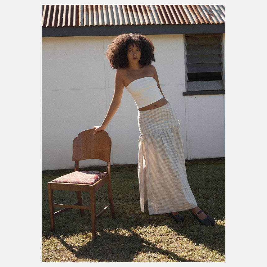 AFENDS Nadia Maxi Skirt - Reverb Moonbeam Check
