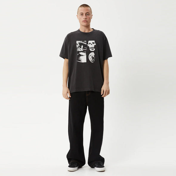 AFENDS New & Clear Heavy Weight Boxy Fit Tee - Stone Black