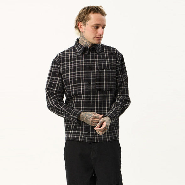 AFENDS Nights Flannel Long Sleeve Shirt - Black