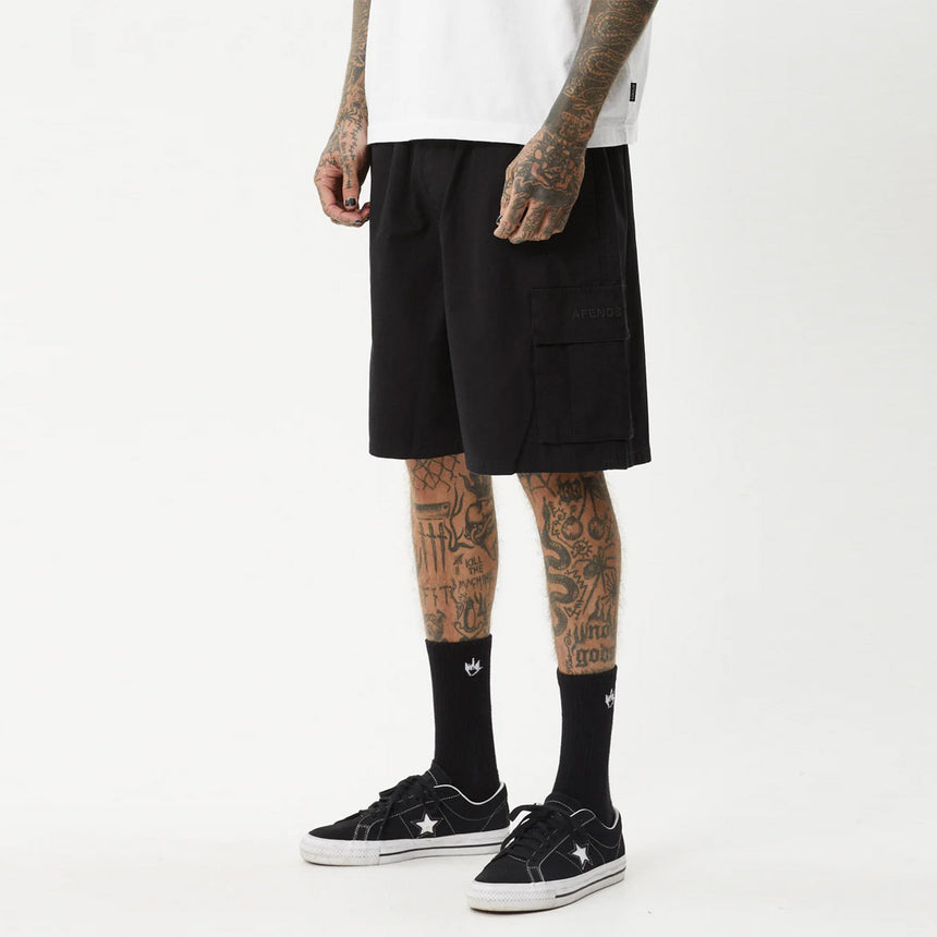 AFENDS Ninety Eights Oversized Cargo Short 20" - Black
